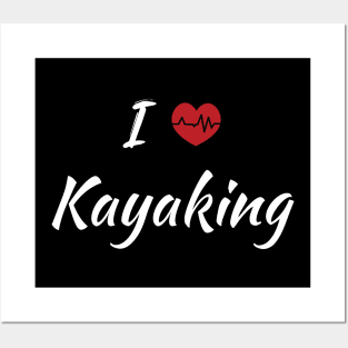 I Love Kayaking Cute Red Heartbeat Posters and Art